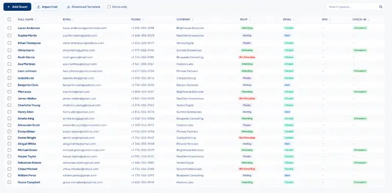 Excel davetli listesi · refakatçi yönetimi